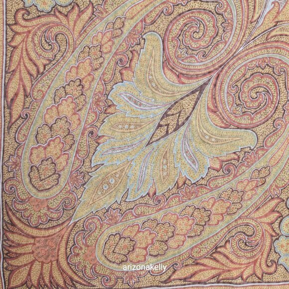 NWOT ETRO 100% Silk Square Scarf Crepe Fall Colors Earth Tones Italy Milan - Picture 9 of 16